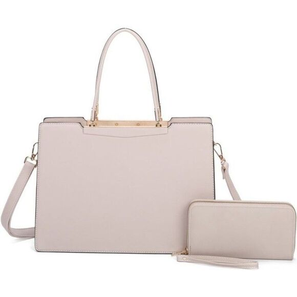 Unbranded Handbags - Women's Beige Fashion Top Handle 2-IN-1 Satchel Handbag